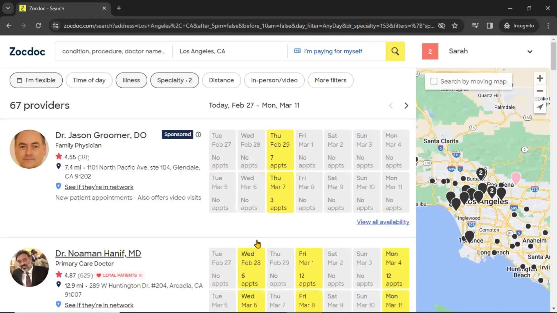 Filtering and sorting screenshot