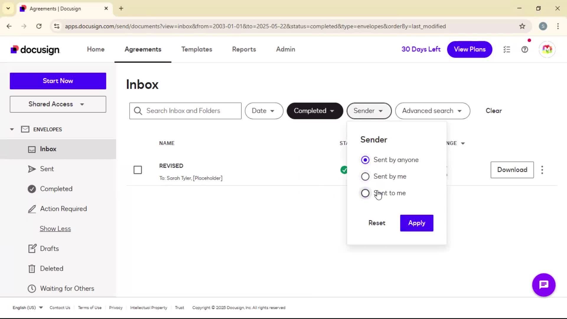 Filtering and sorting screenshot