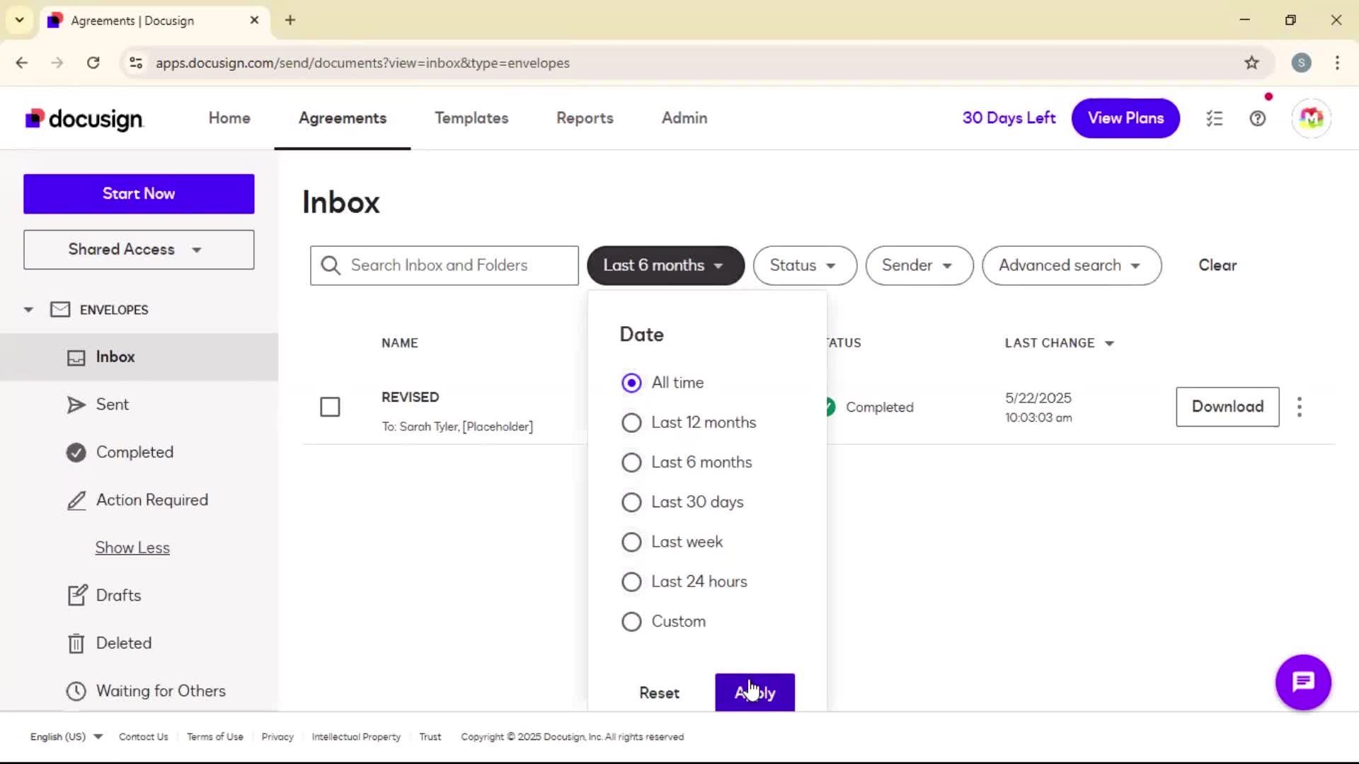 Filtering and sorting screenshot