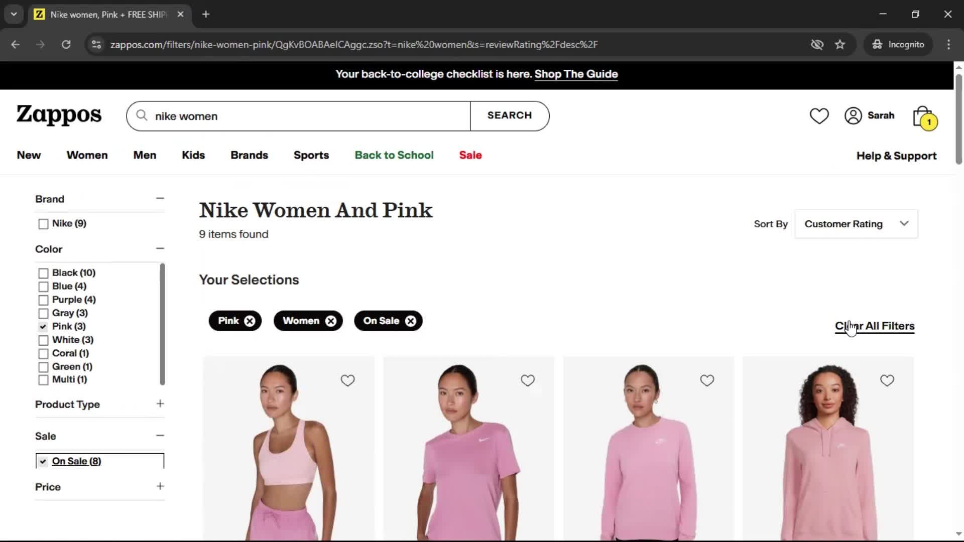 Filtering and sorting on Zappos video thumbnail