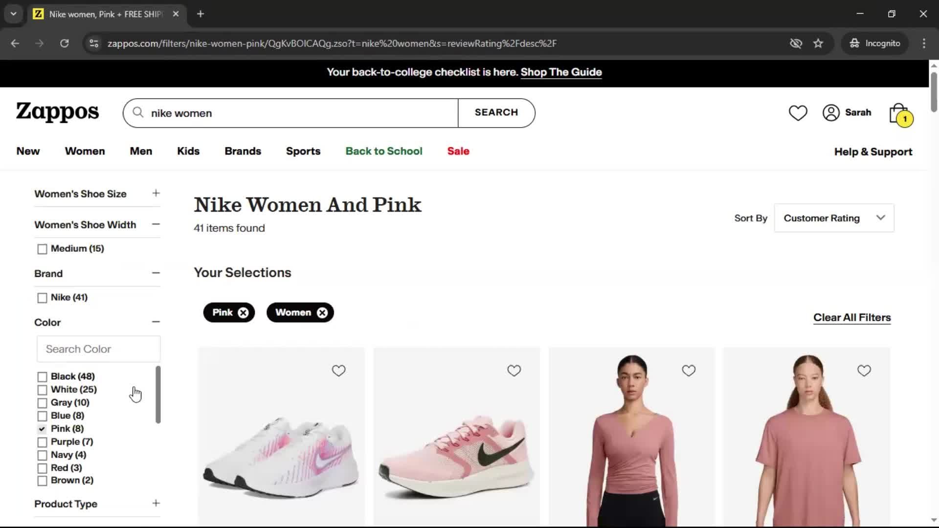 Filtering and sorting on Zappos video thumbnail