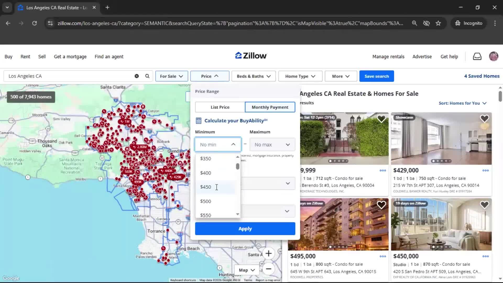 Filtering and sorting screenshot