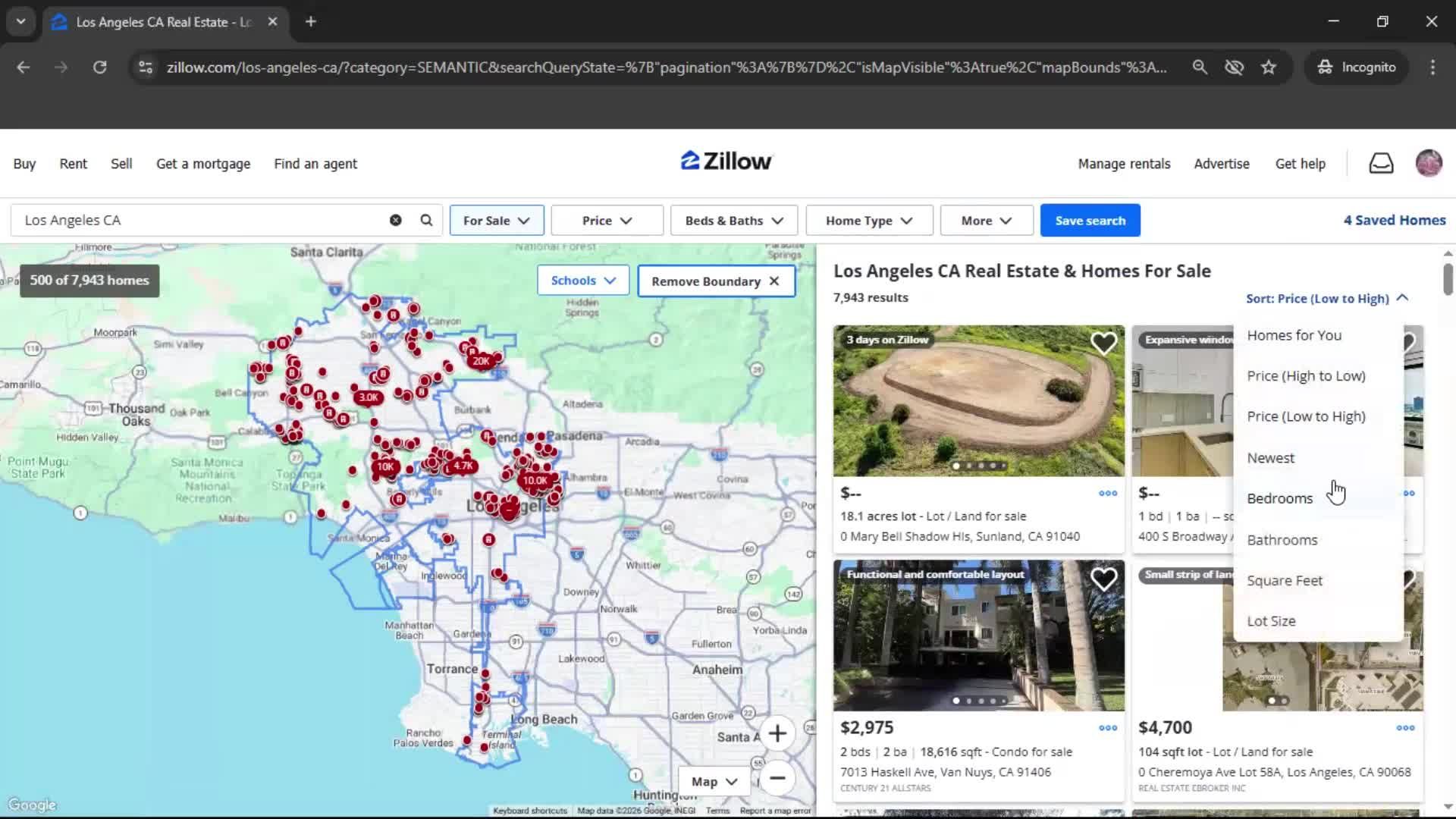 Filtering and sorting screenshot