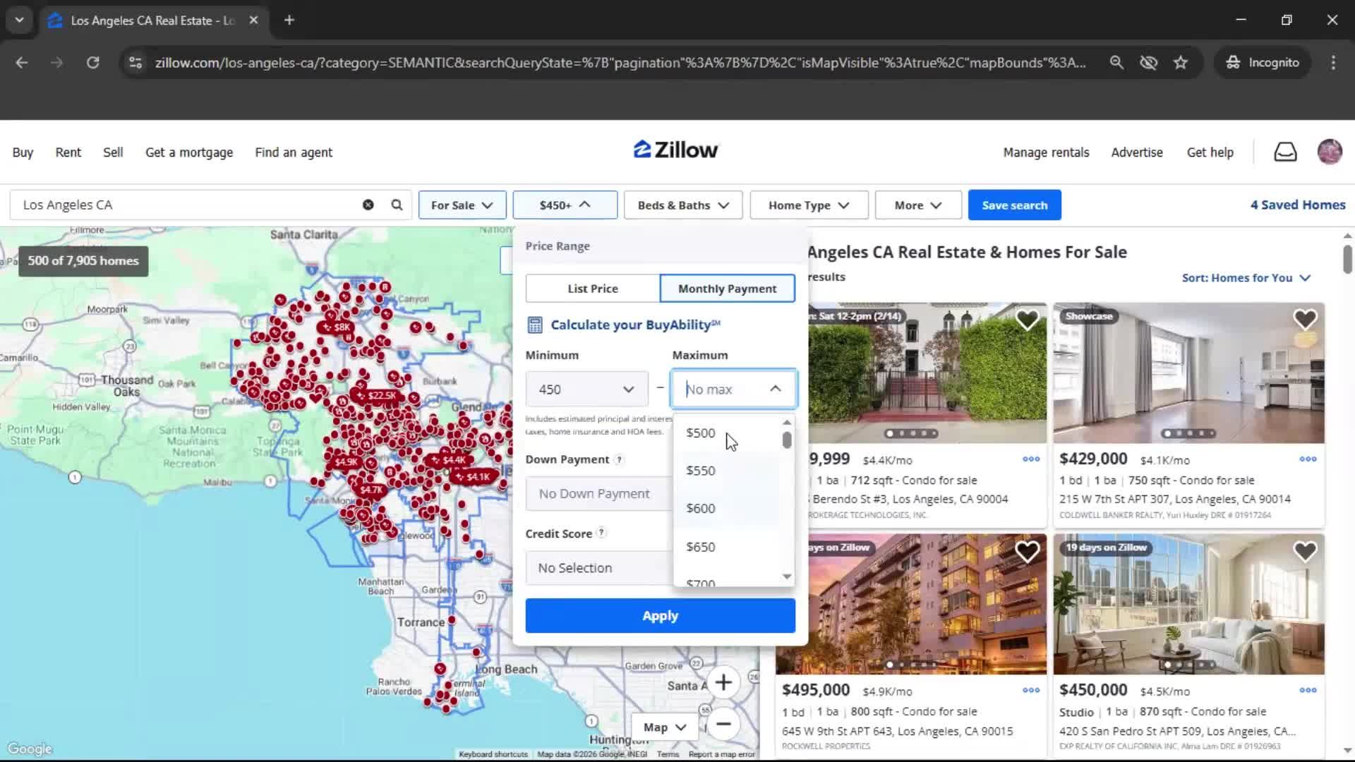Filtering and sorting screenshot