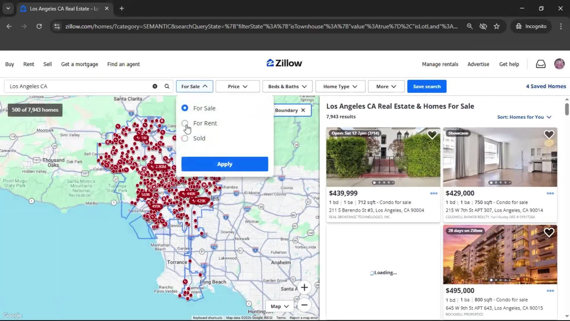 Filtering and sorting screenshot