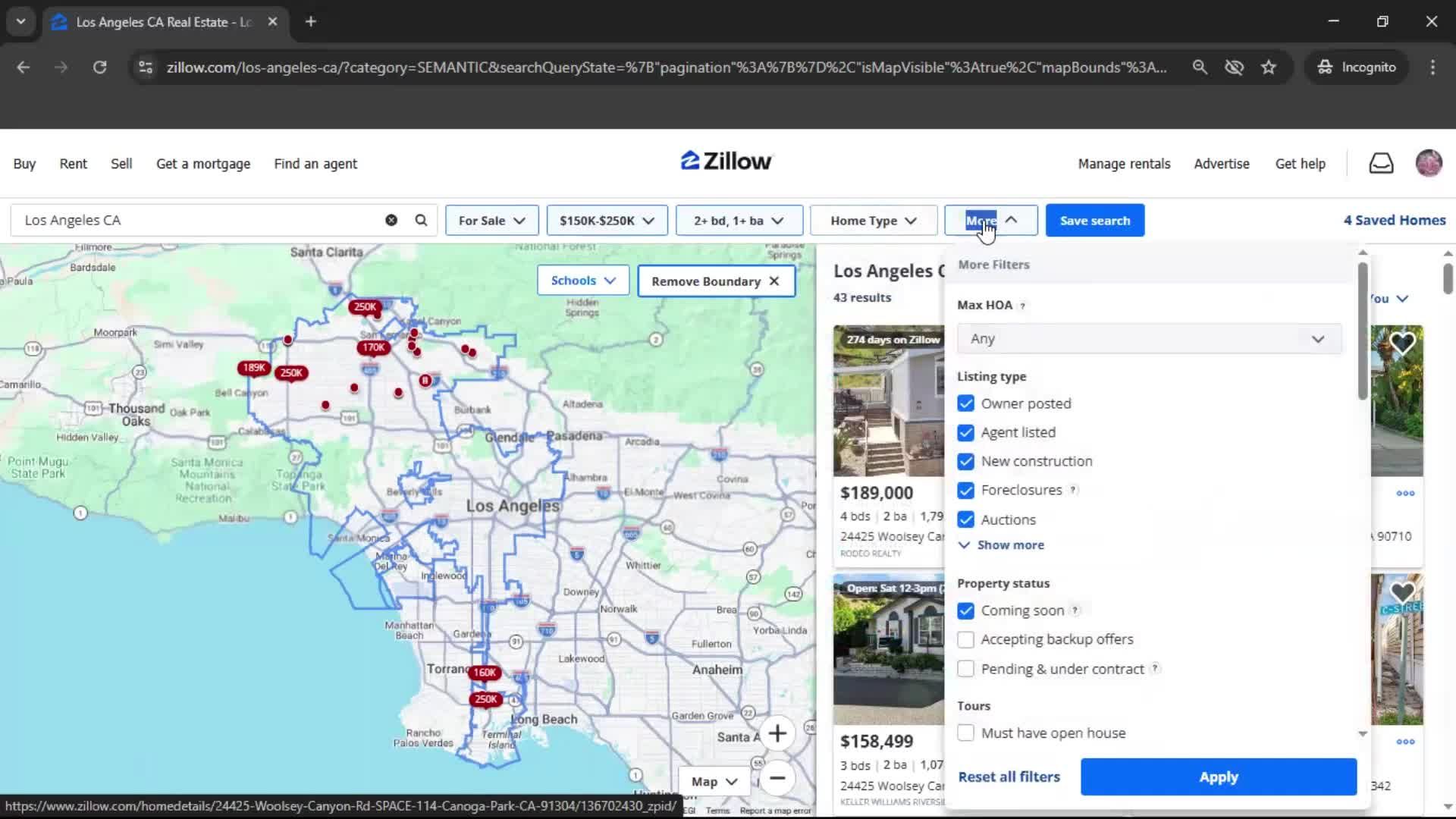 Filtering and sorting screenshot