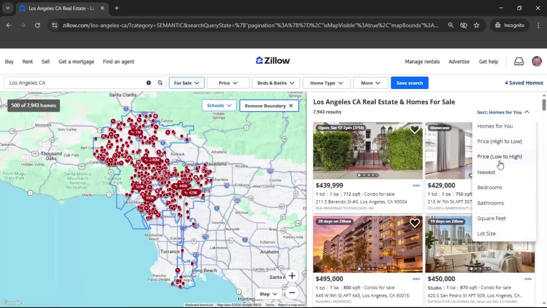 Filtering and sorting screenshot
