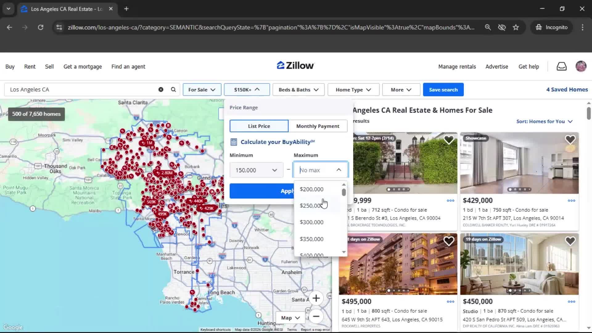 Filtering and sorting screenshot