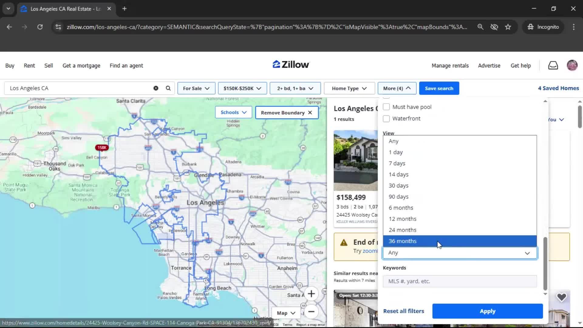 Filtering and sorting screenshot