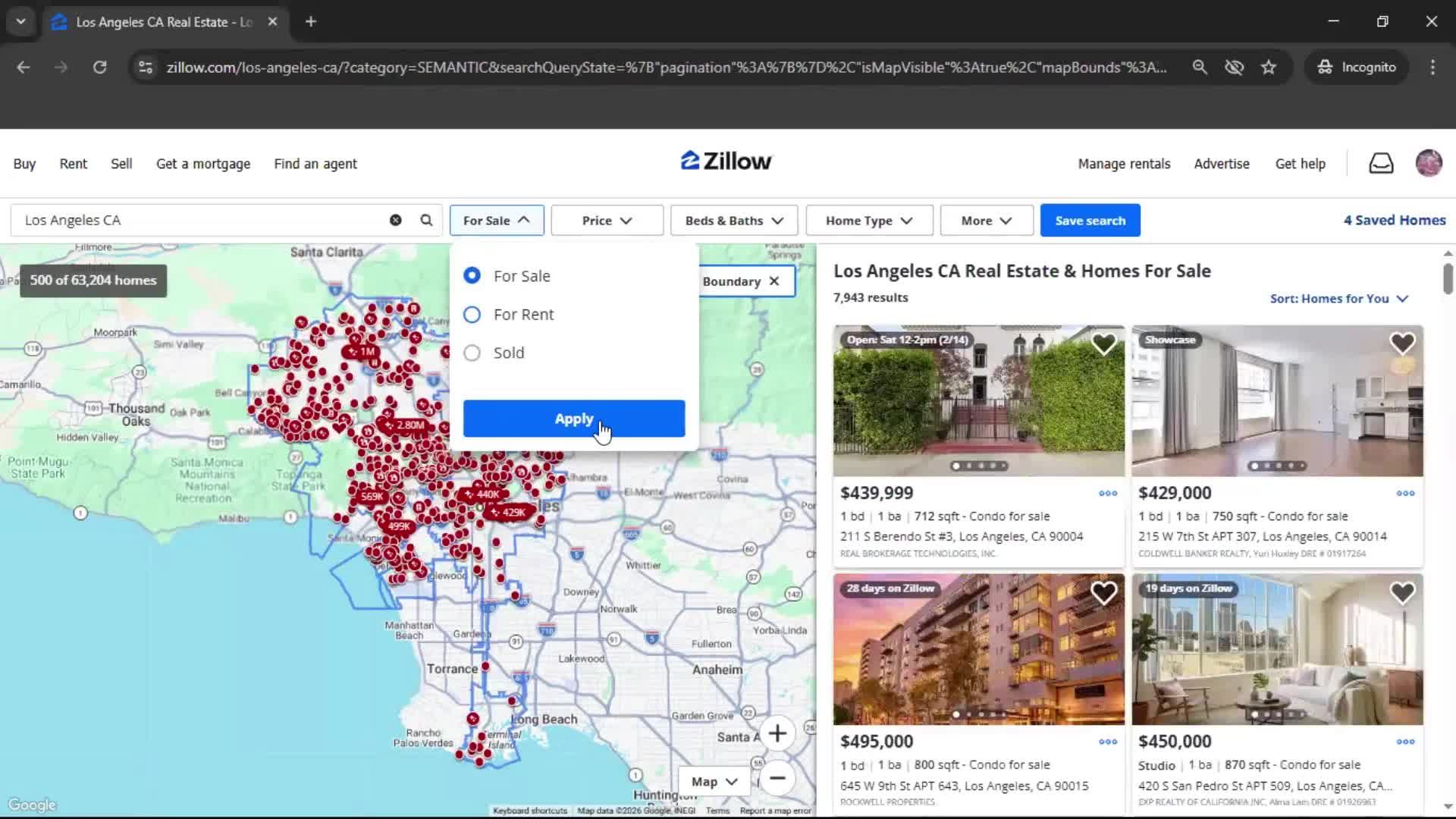 Filtering and sorting screenshot