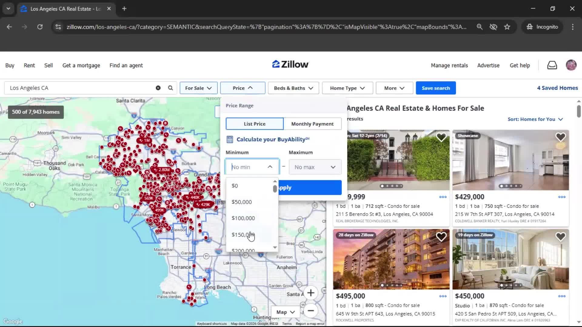 Filtering and sorting screenshot