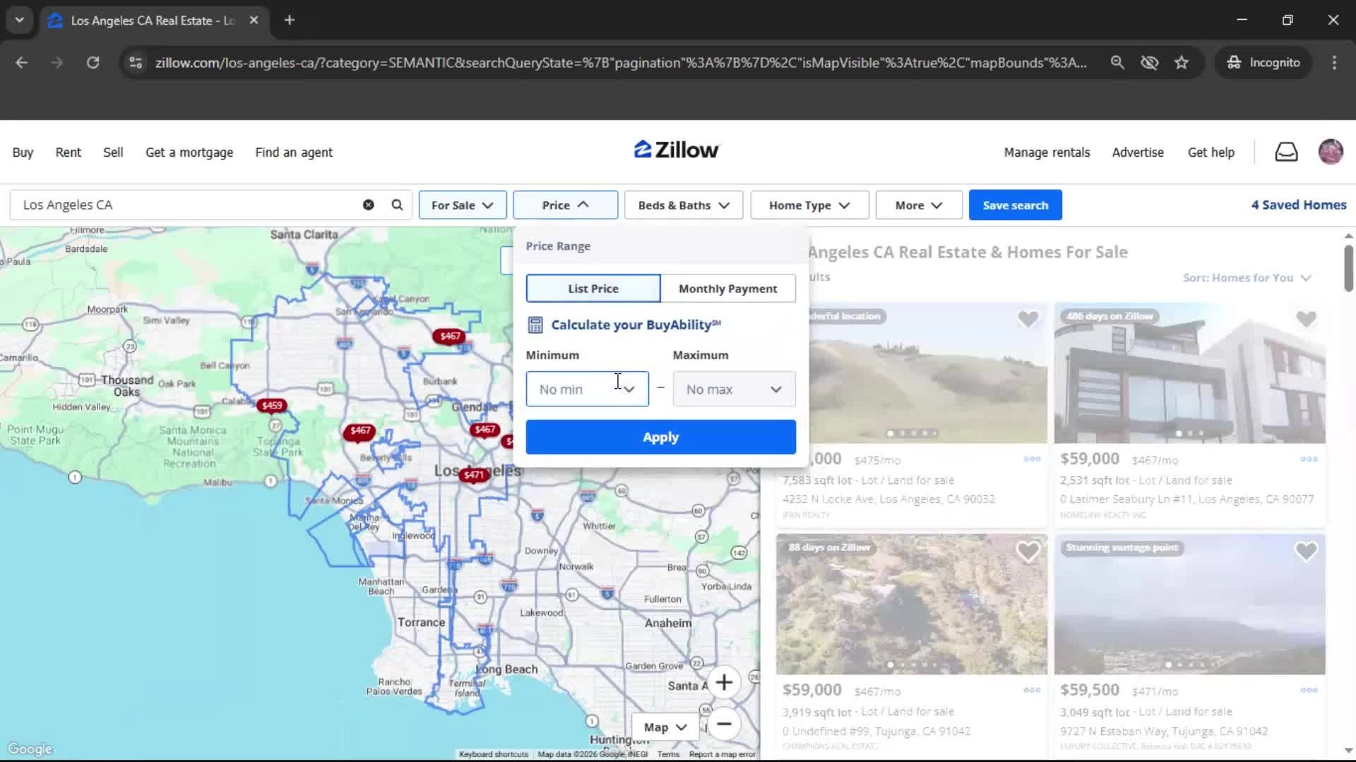 Filtering and sorting screenshot