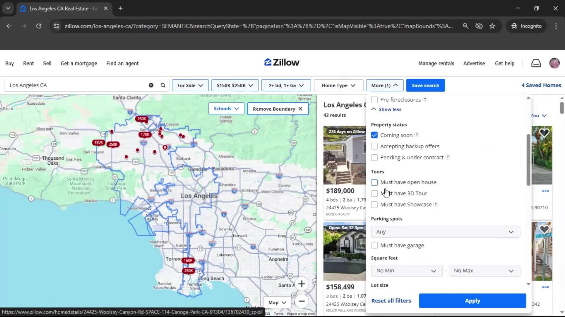 Filtering and sorting screenshot