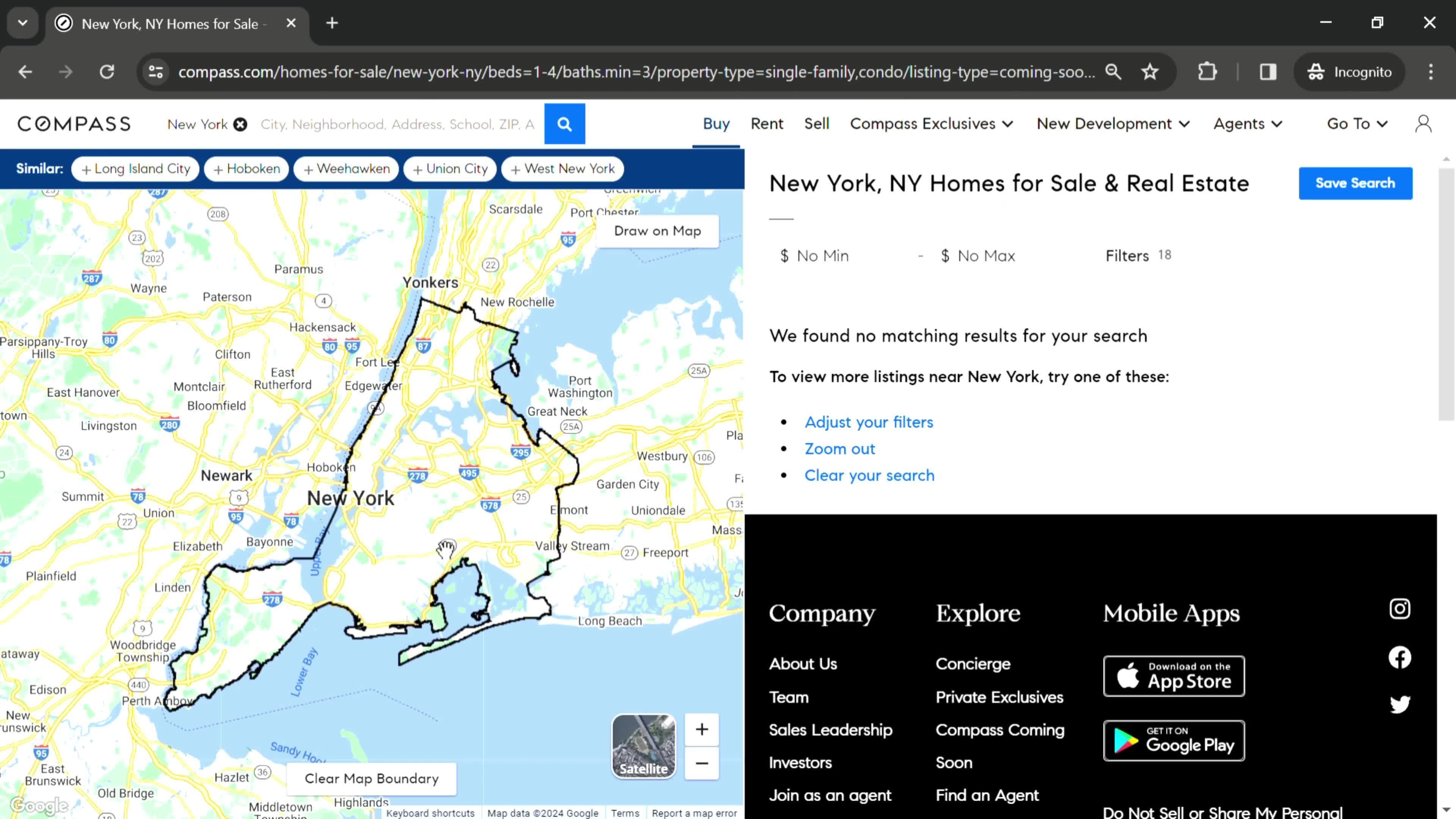 Filtering listings screenshot