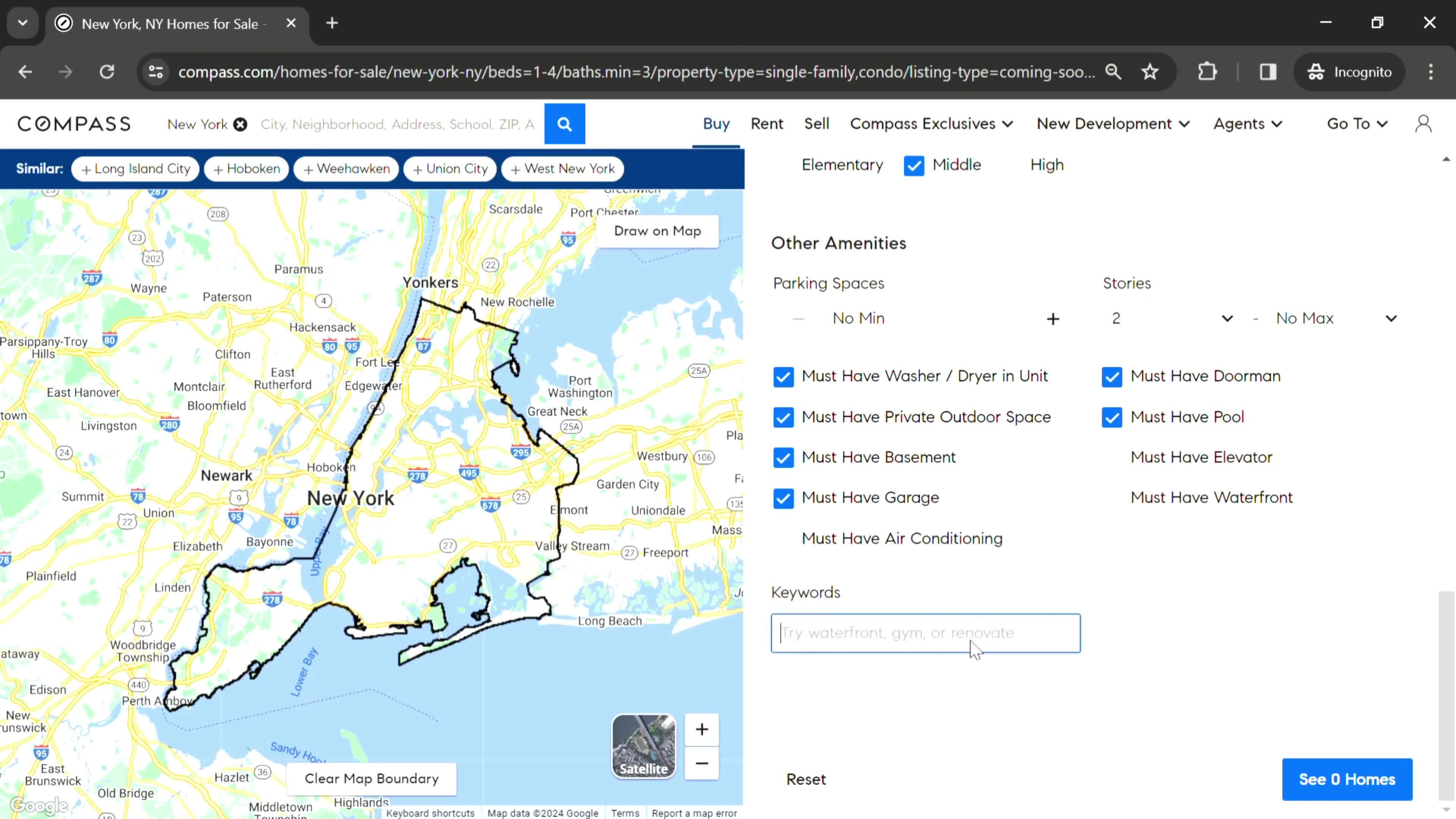 Filtering listings screenshot