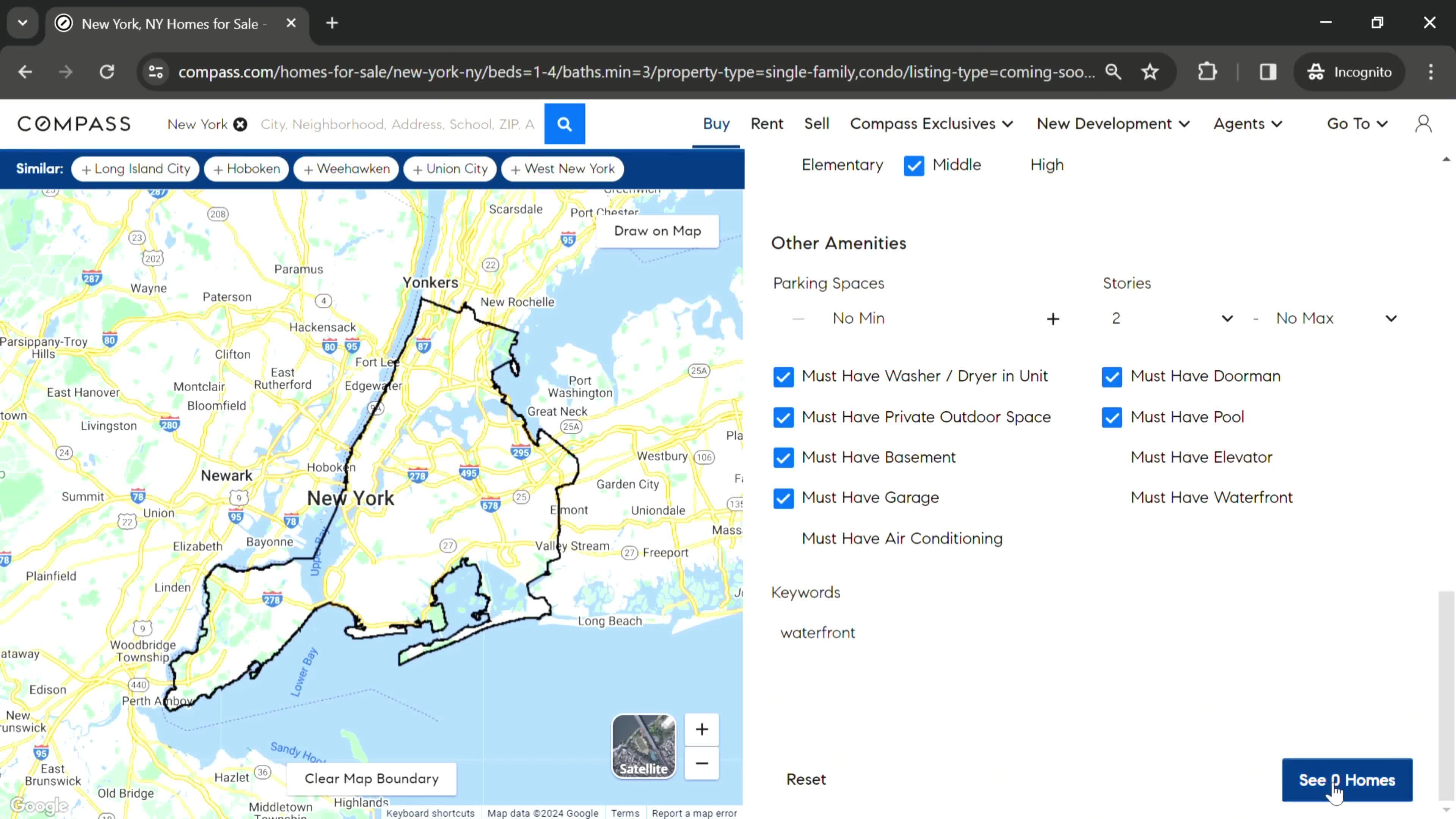 Filtering listings screenshot