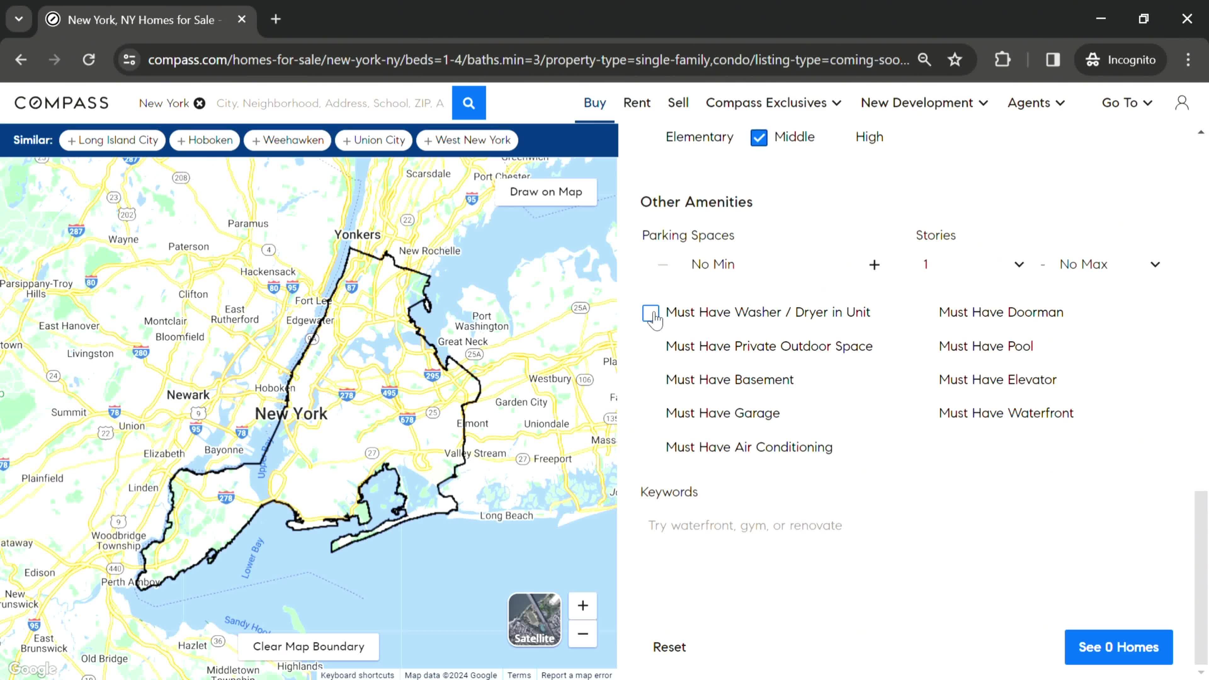 Filtering listings screenshot