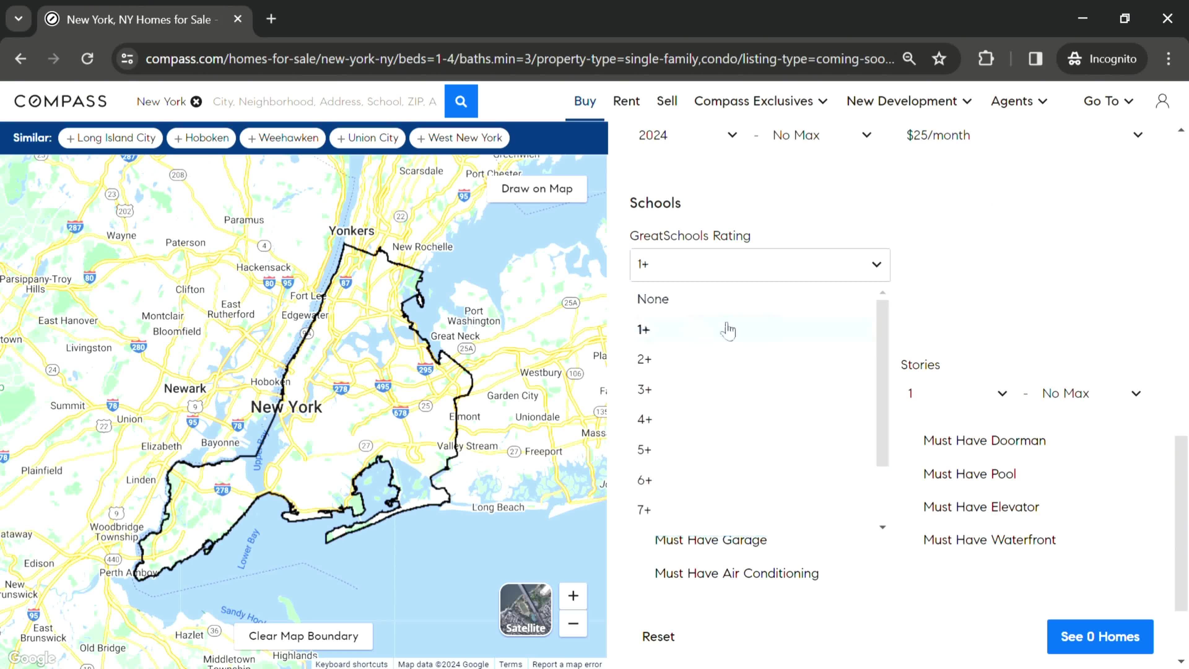 Filtering listings screenshot