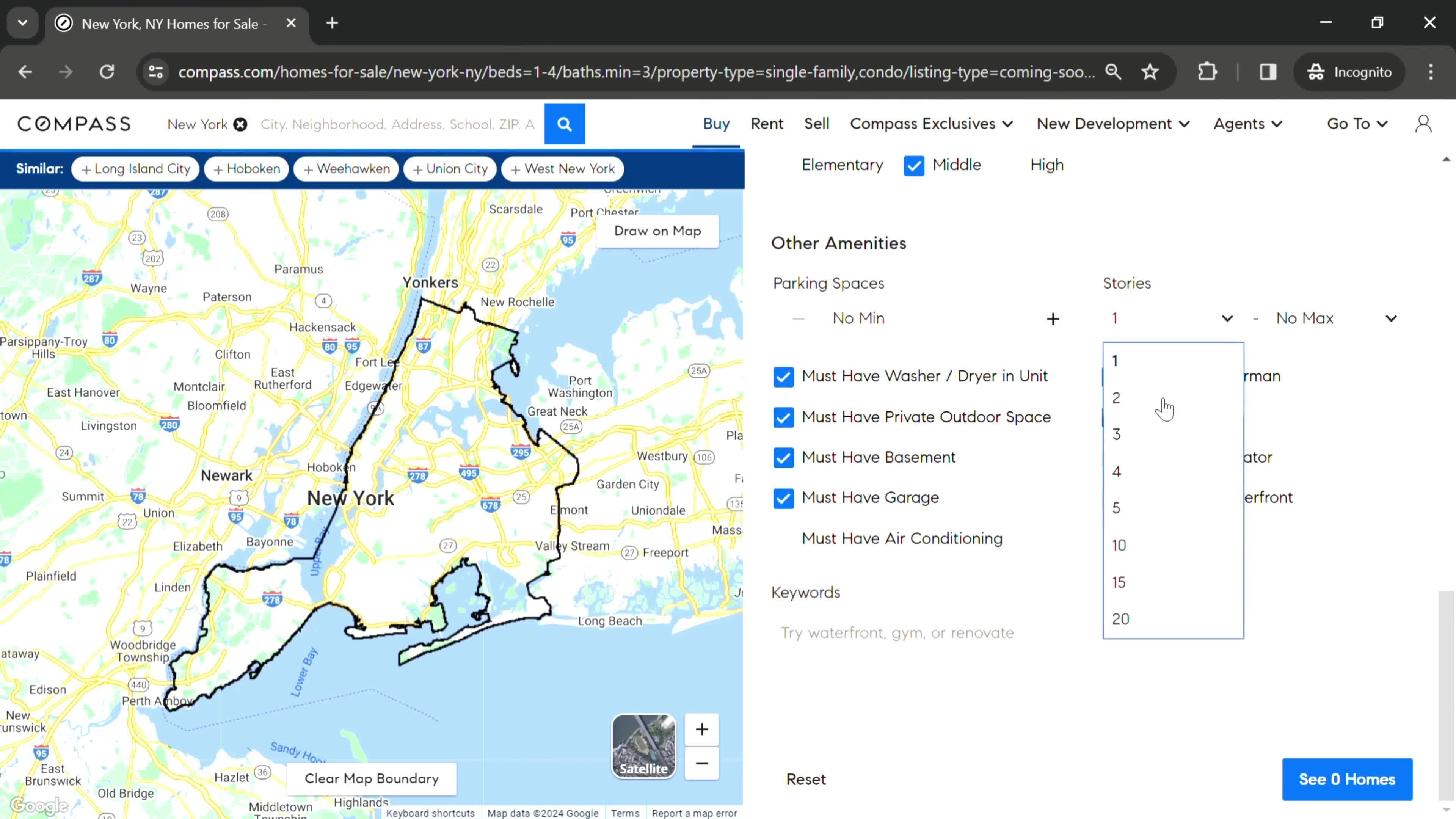 Filtering listings screenshot