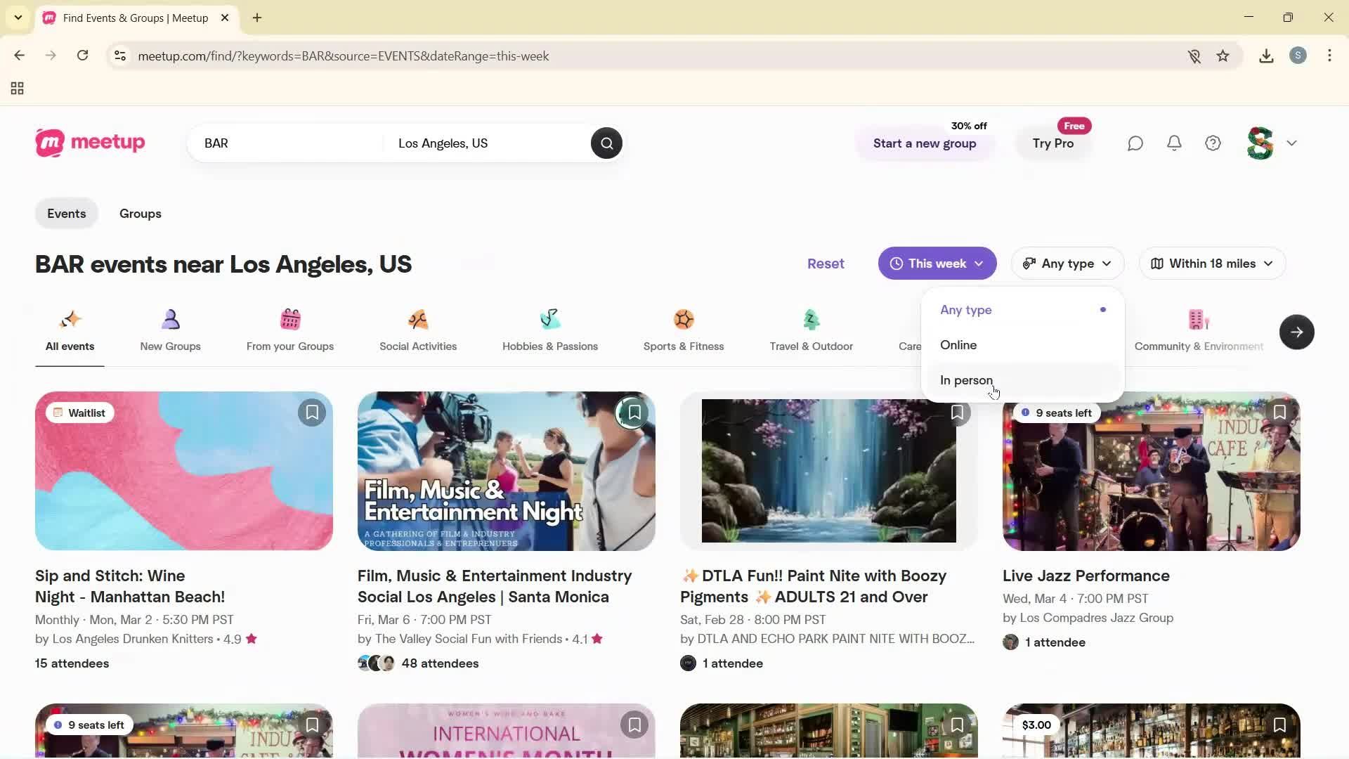 Filtering and sorting screenshot