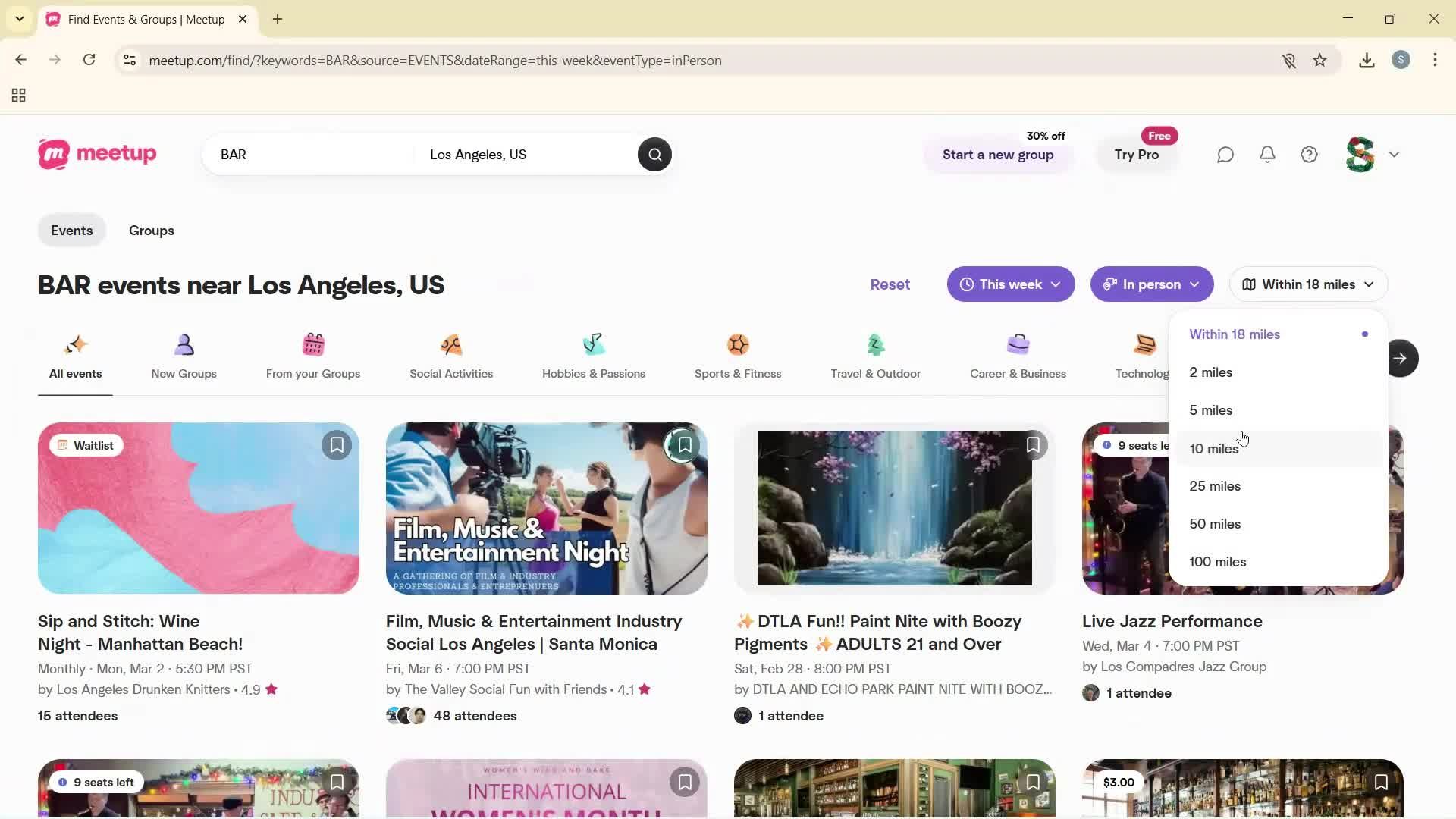 Filtering and sorting screenshot