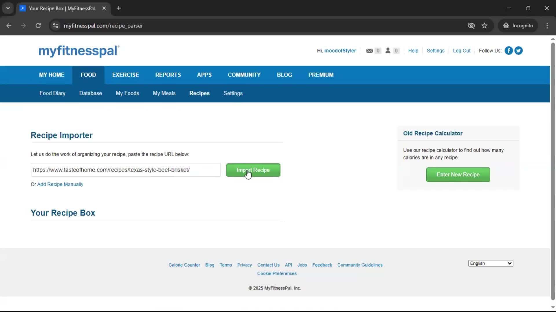 Finding a recipe screenshot