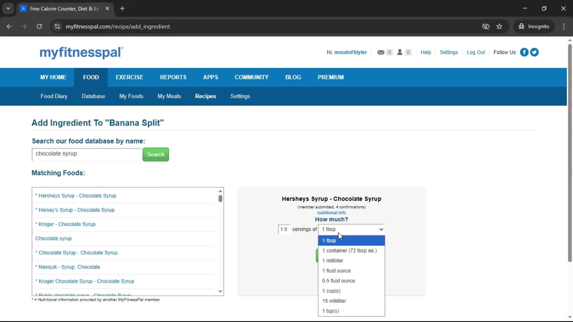 Finding a recipe screenshot