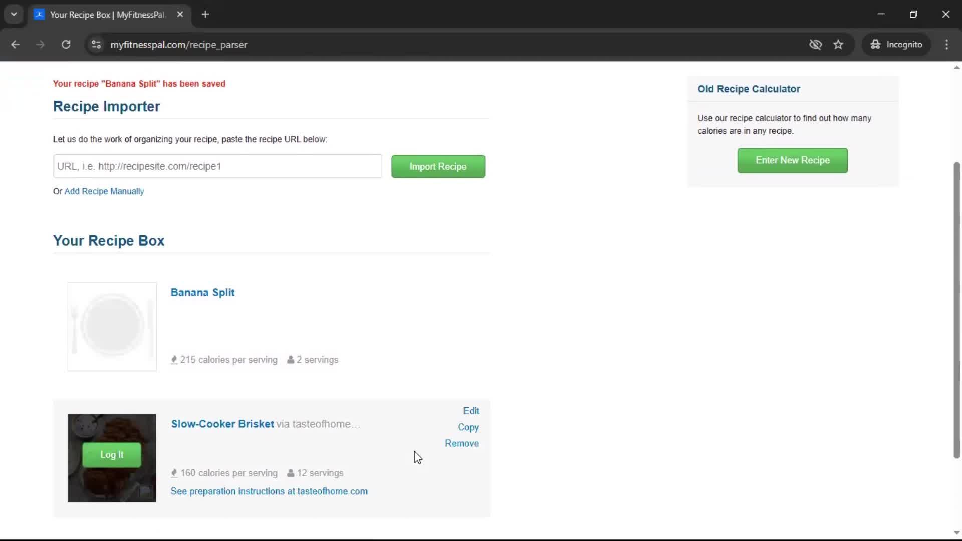 Finding a recipe screenshot
