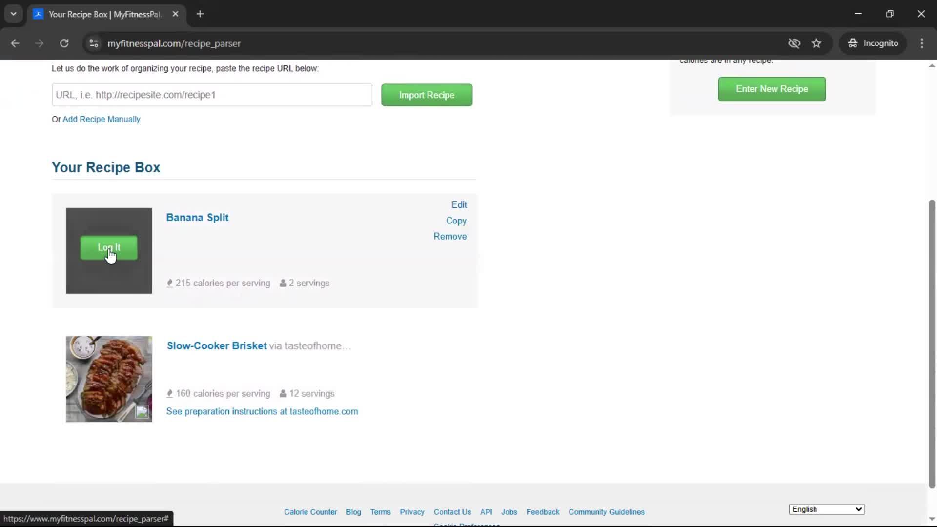 Finding a recipe screenshot