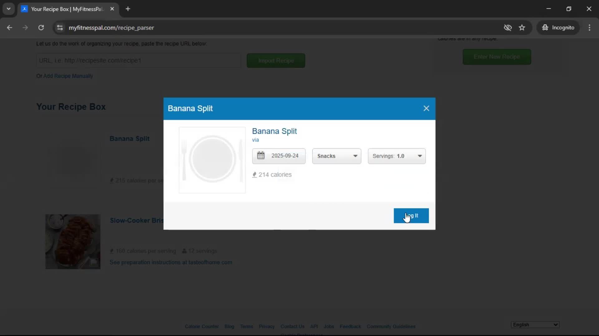 Finding a recipe screenshot