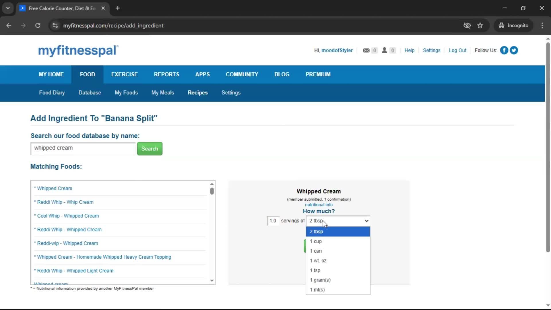 Finding a recipe screenshot