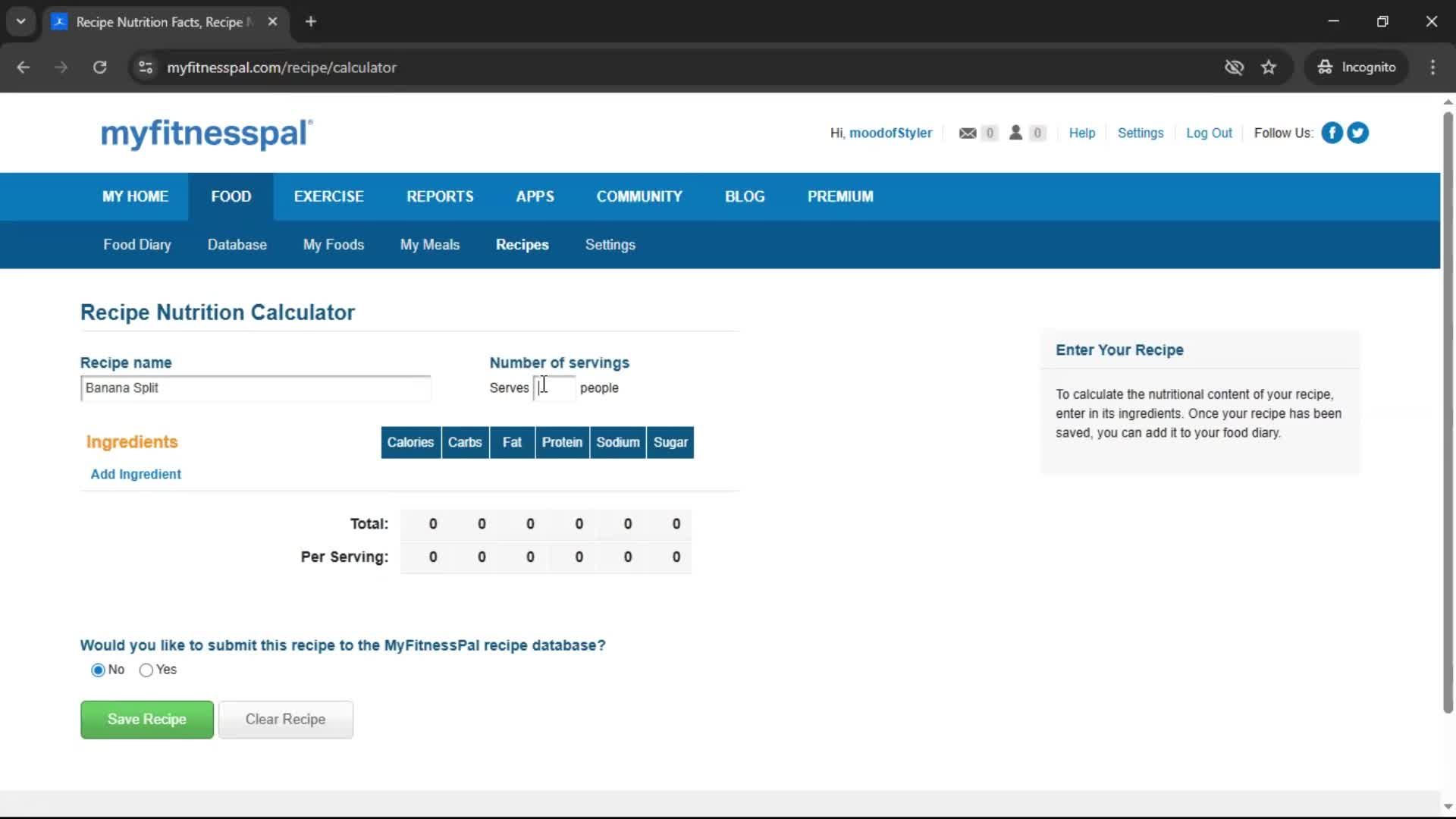 Finding a recipe screenshot