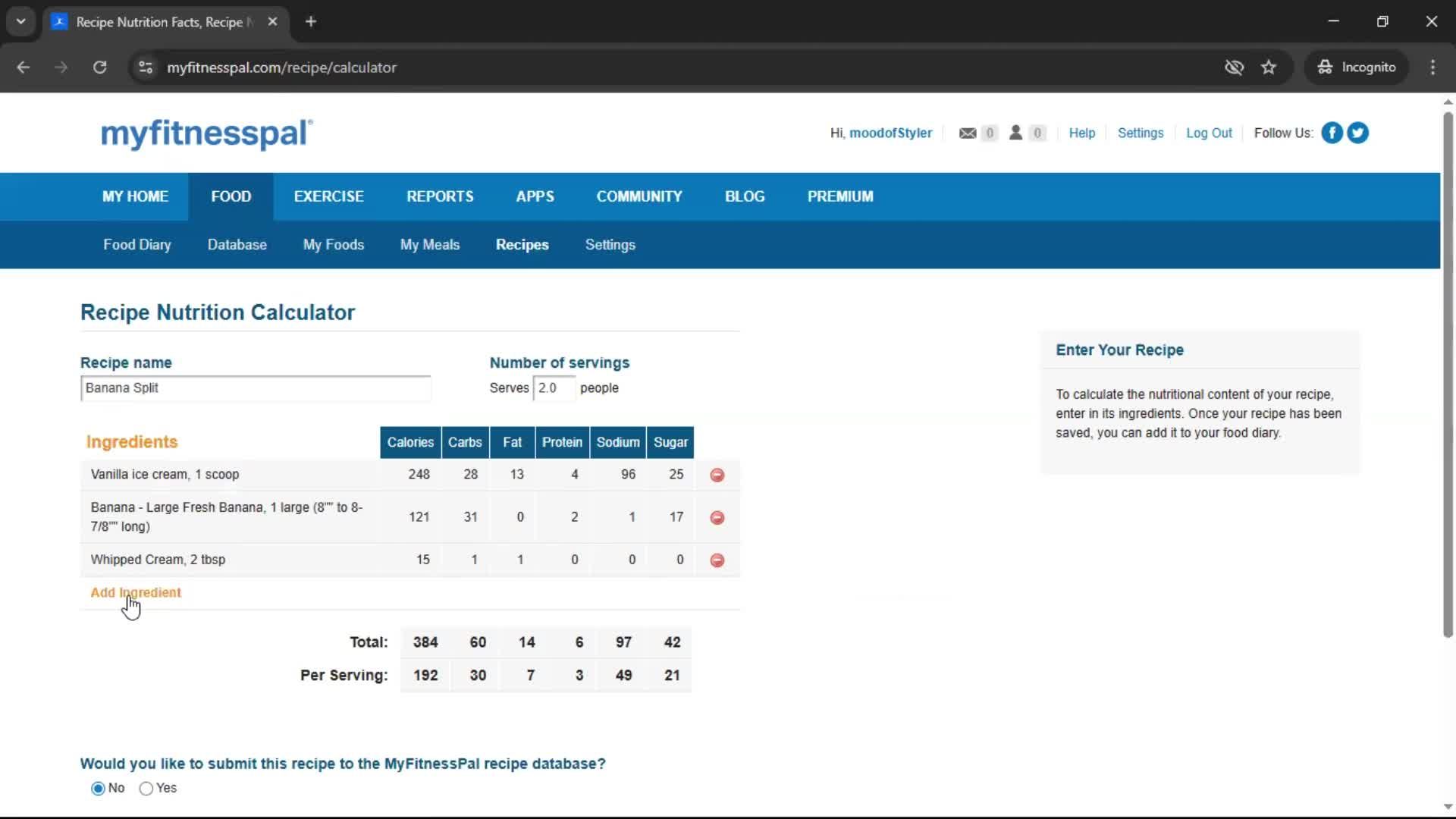 Finding a recipe screenshot