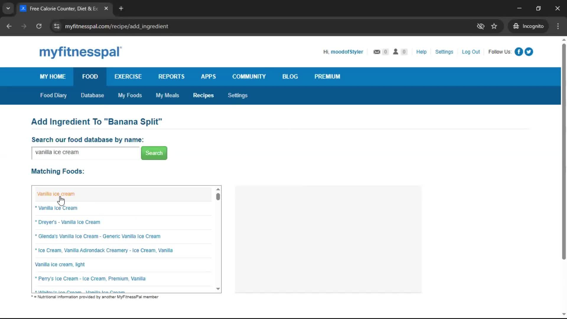 Finding a recipe screenshot
