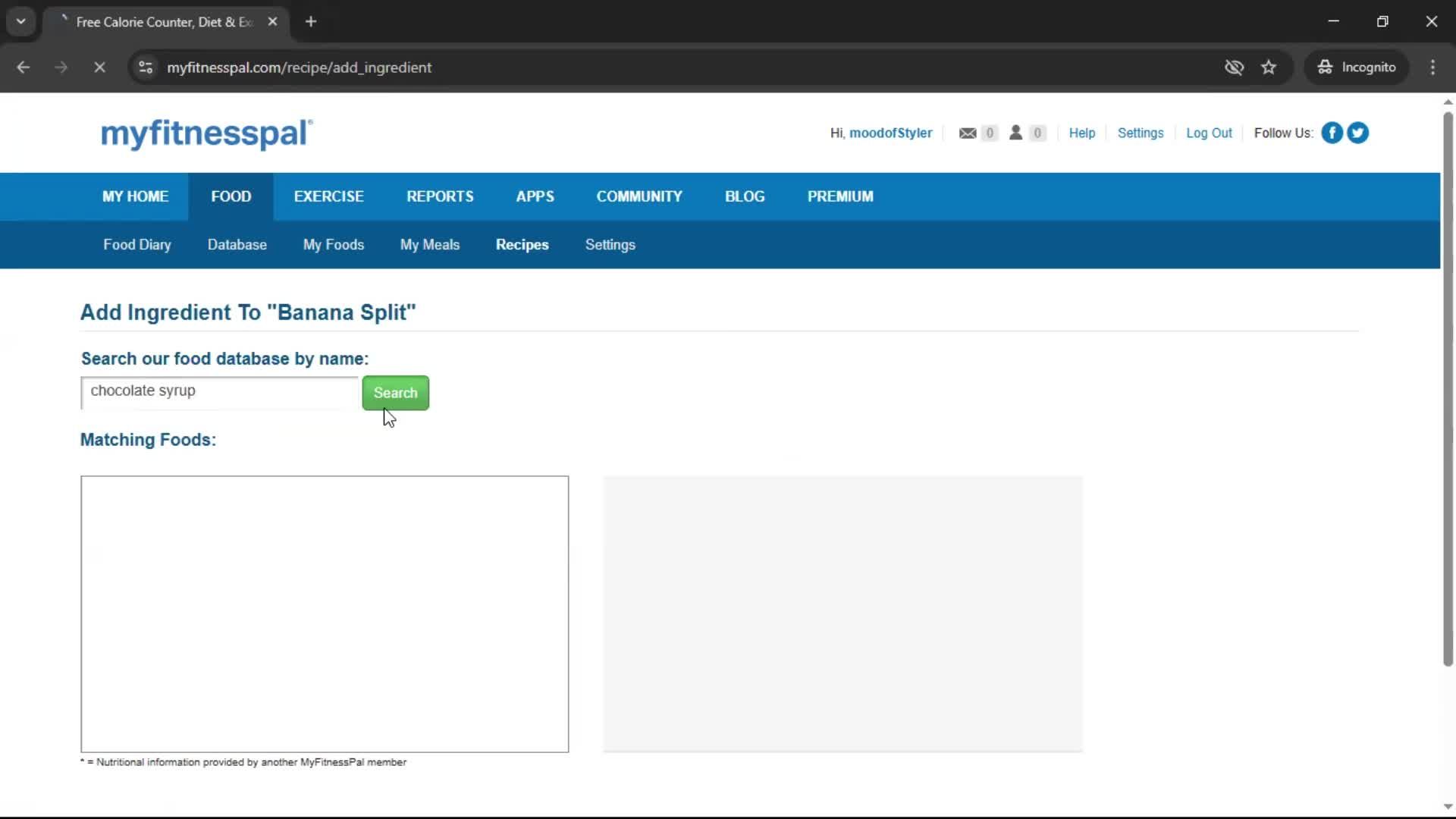 Finding a recipe screenshot