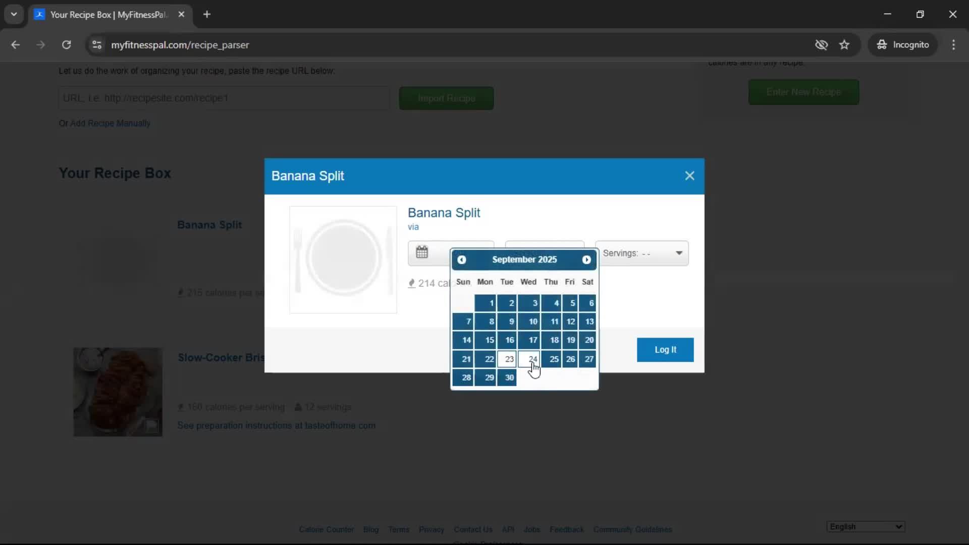 Finding a recipe screenshot