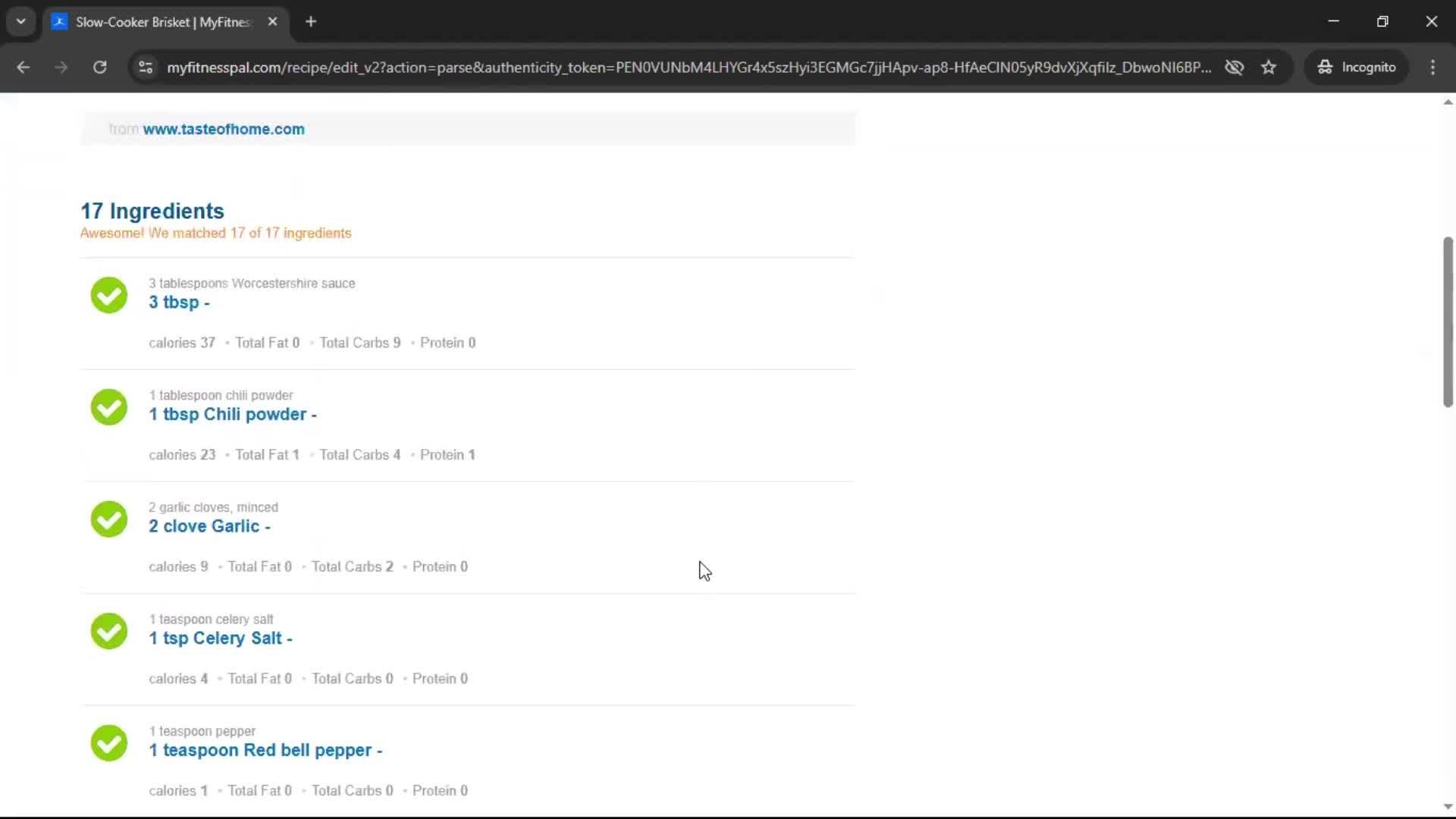 Finding a recipe screenshot