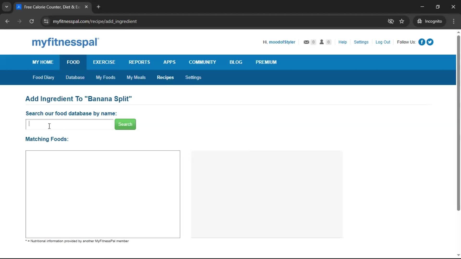Finding a recipe screenshot