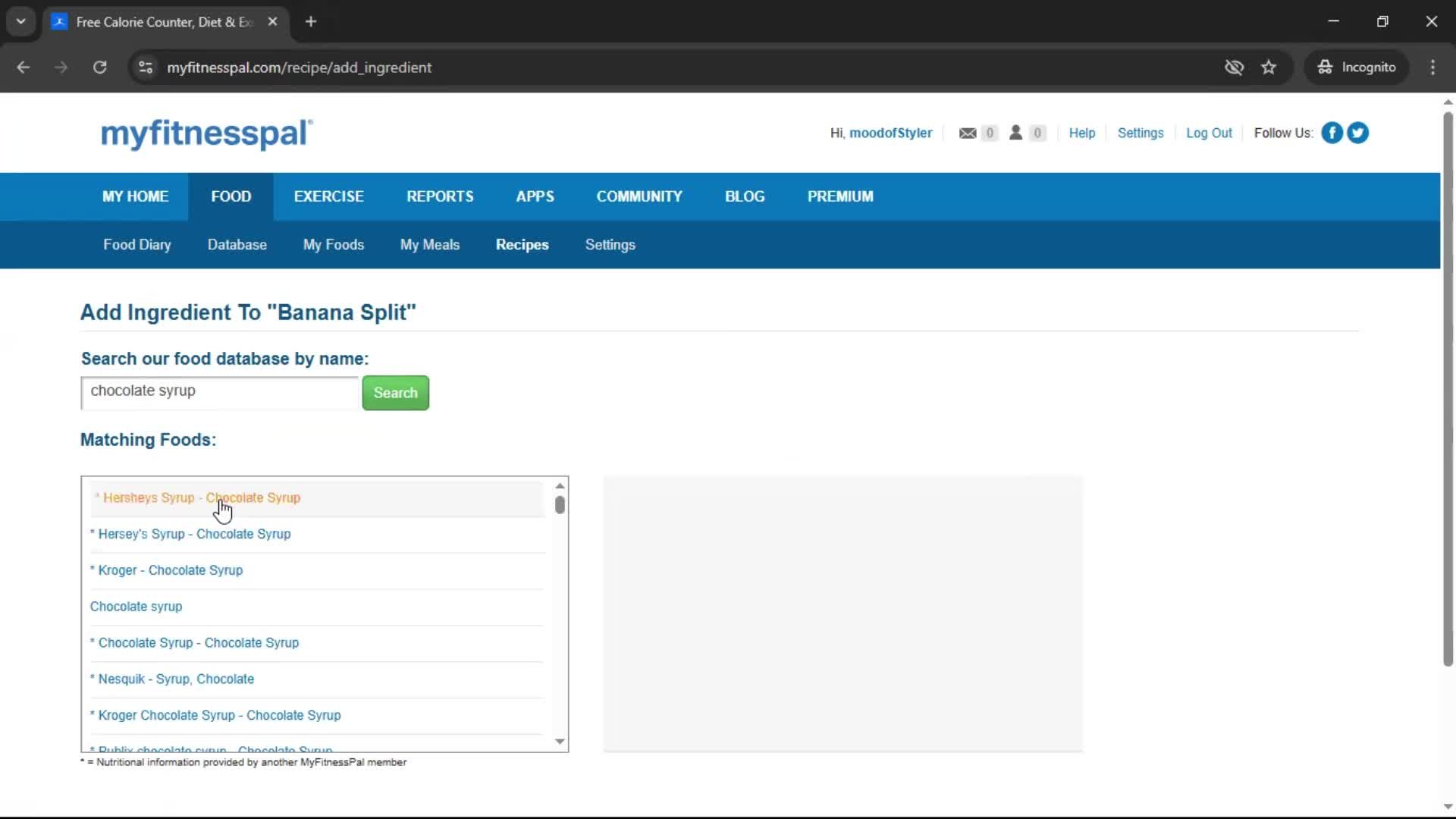Finding a recipe screenshot