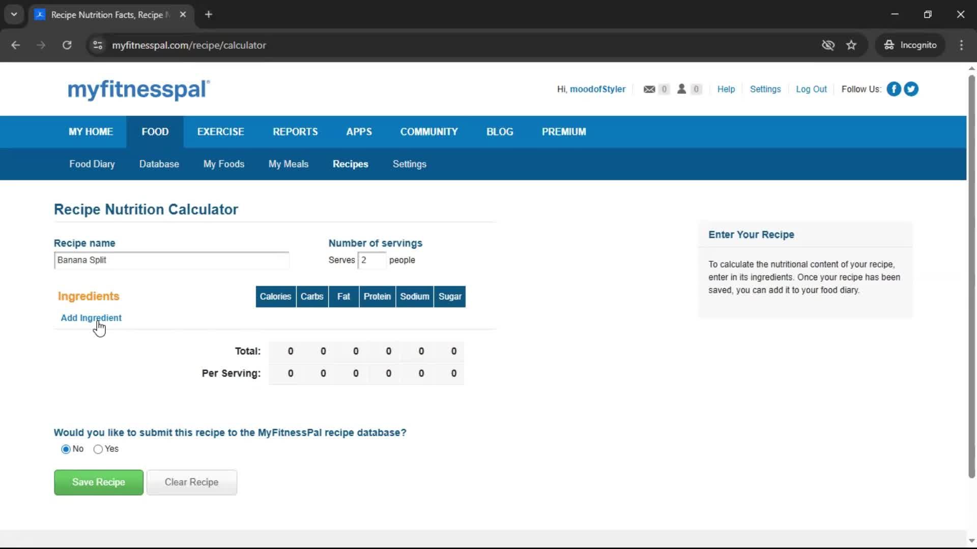 Finding a recipe screenshot