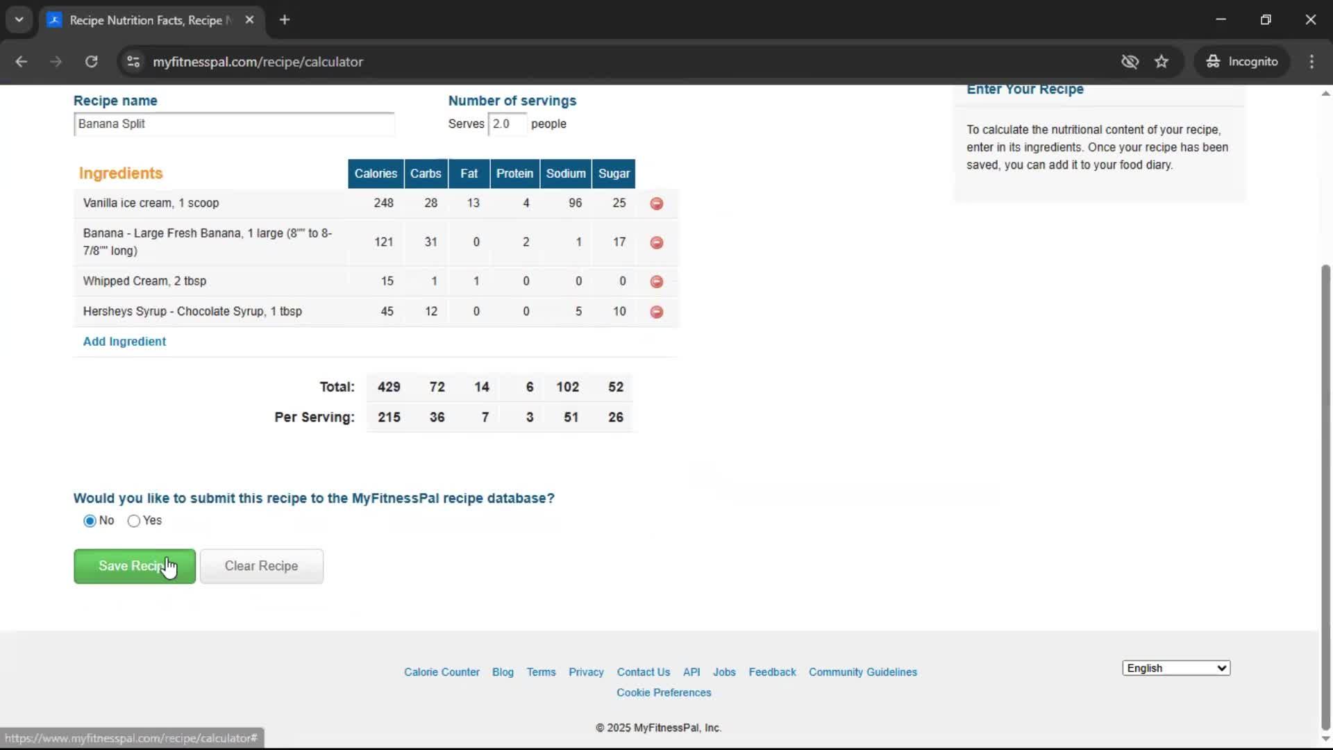 Finding a recipe screenshot