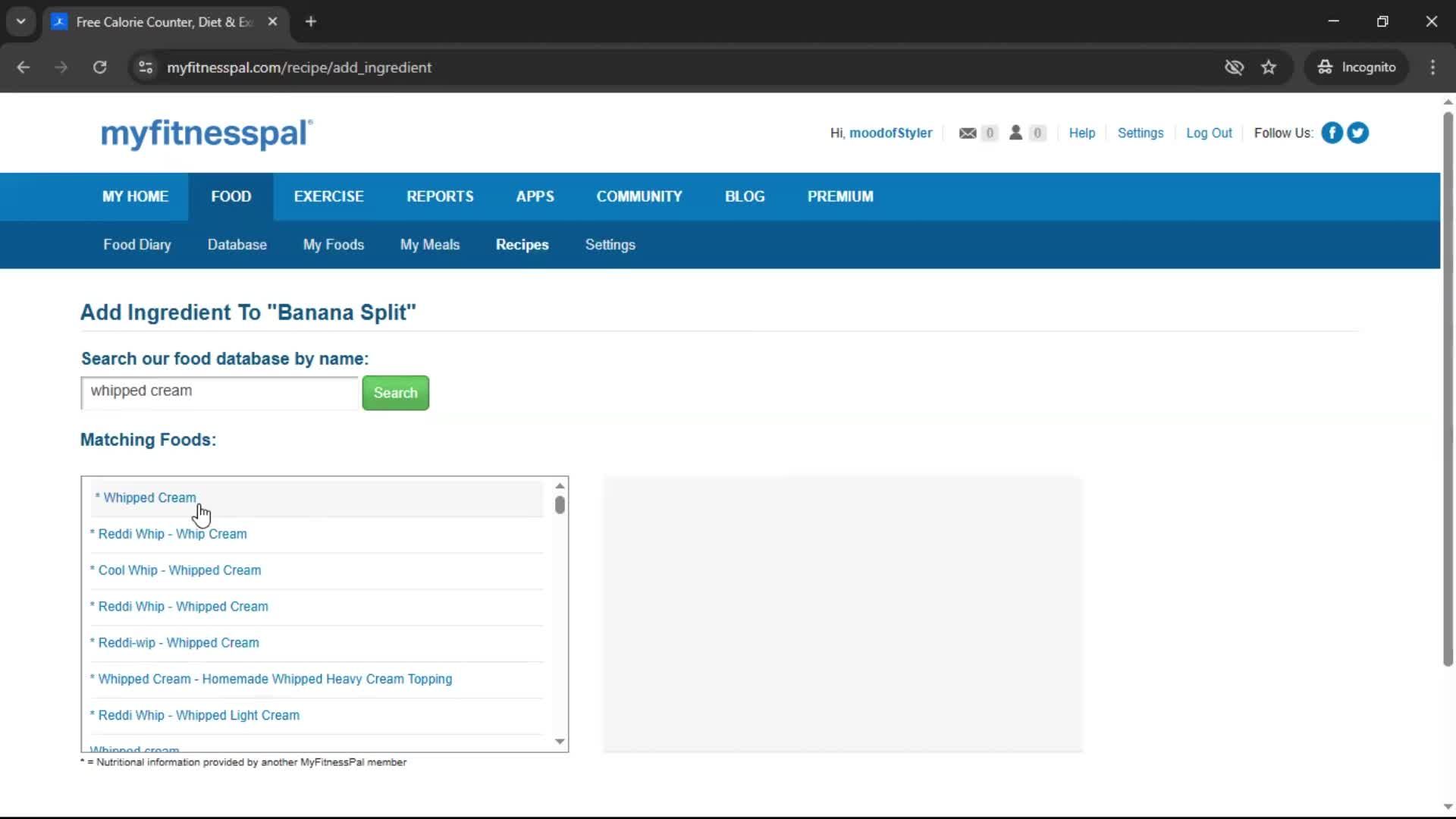 Finding a recipe screenshot