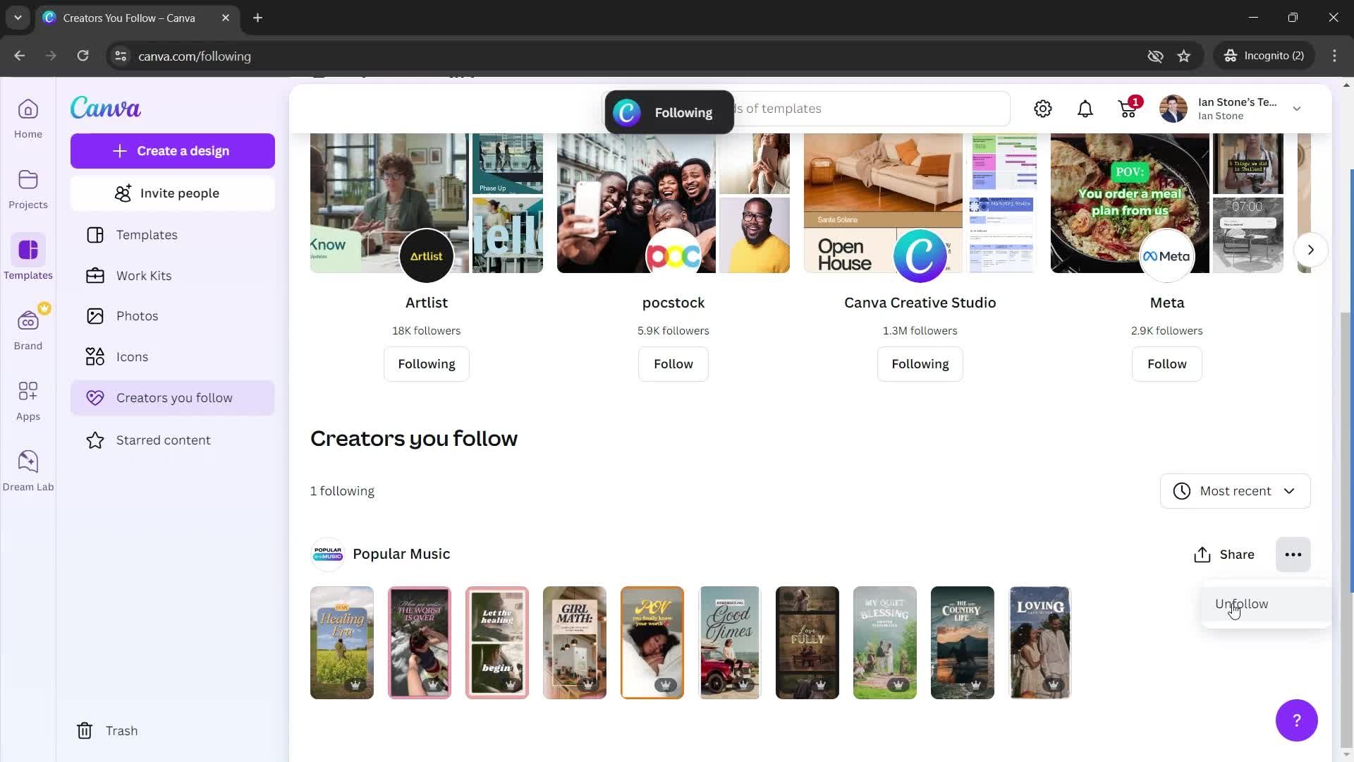 General browsing on Canva video thumbnail