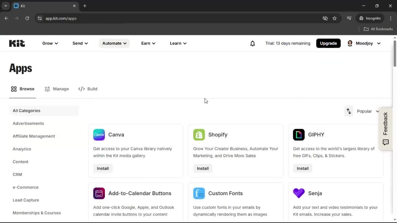 General browsing screenshot