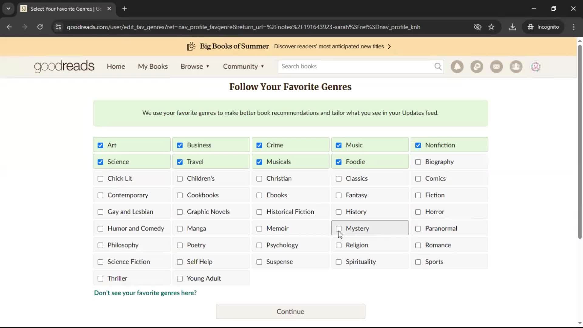 General browsing screenshot