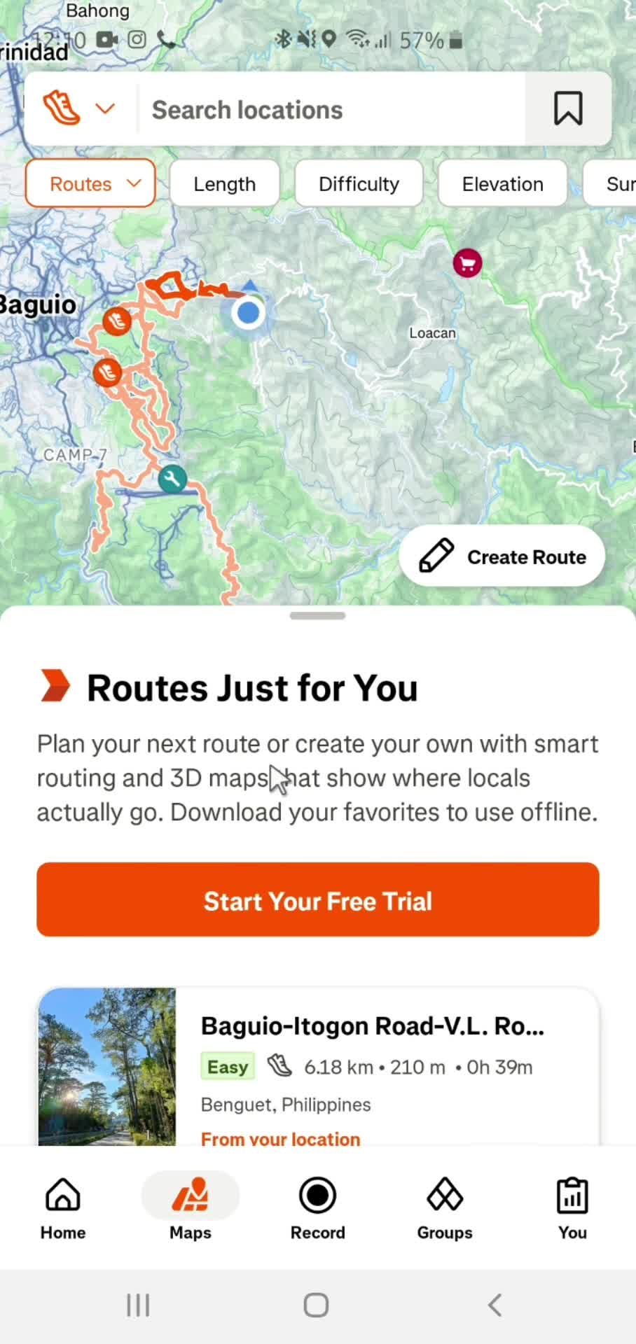 General browsing on Strava video thumbnail