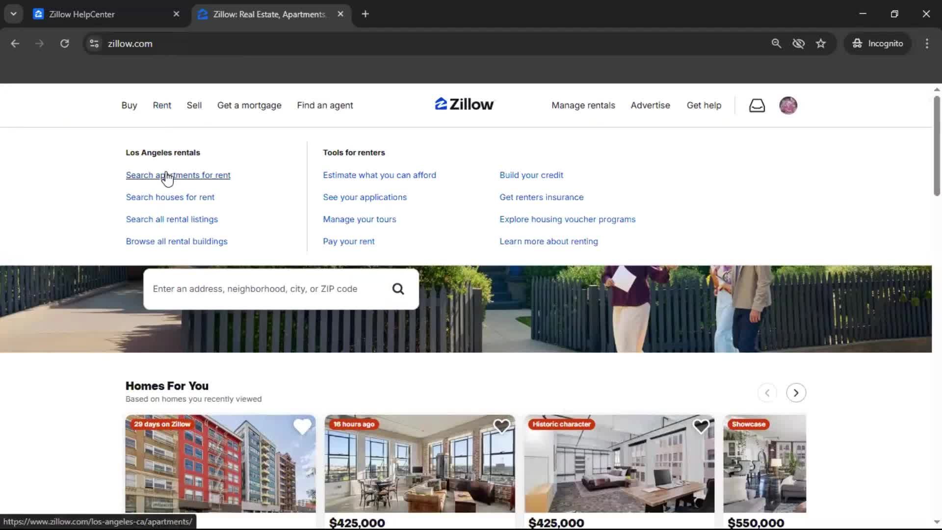 General browsing screenshot