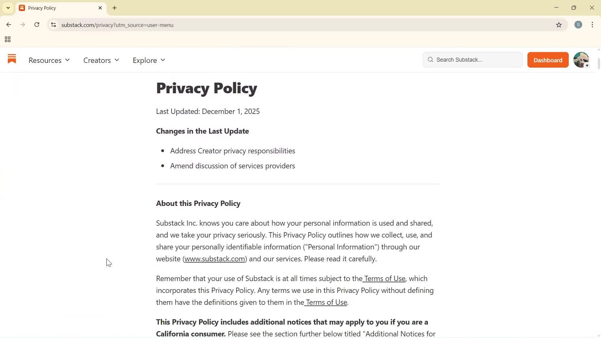 General browsing screenshot