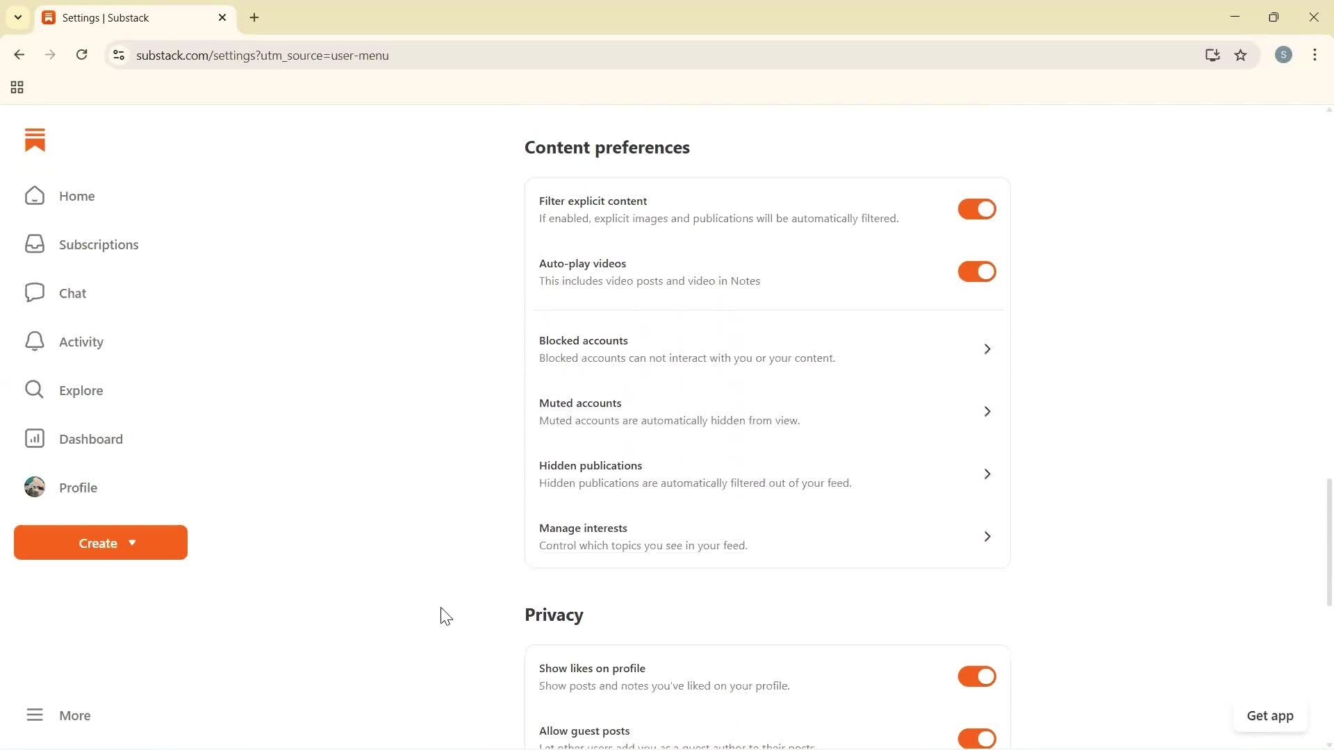 General browsing screenshot