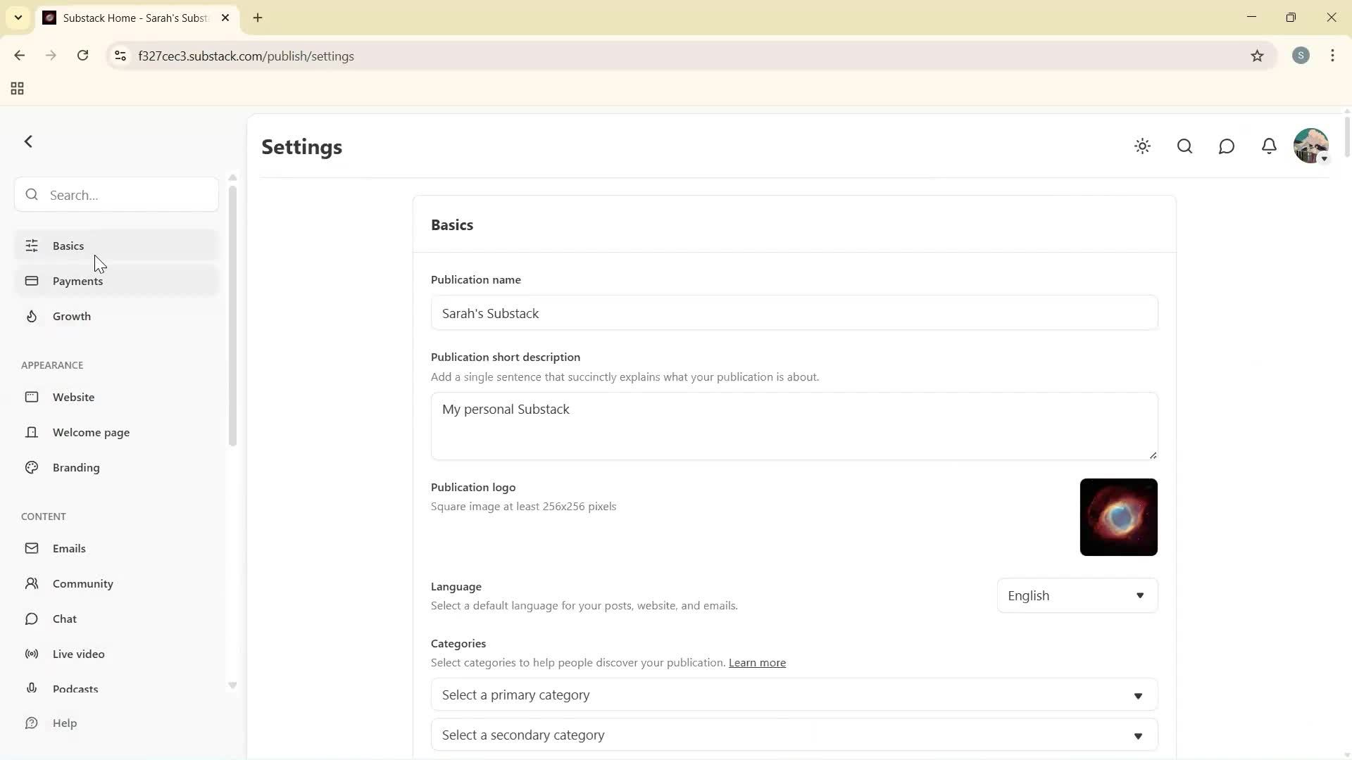 General browsing screenshot